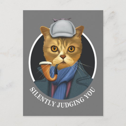 Detektivkatze - Stille Beurteilung Postkarte (Vorderseite)