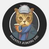 Detektivkatze - Stille Beurteilung Runder Aufkleber (Vorderseite)