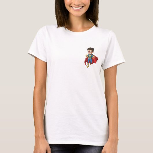 Determined Cartoon Superhero Boy Running T-Shirt (Vorderseite)