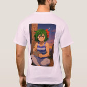 Determined Sunset Warrior – Anime Girl Art T-Shirt (Rückseite)