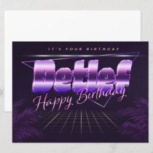 Detlef Name Vorname lila retro Karte Geburtstag