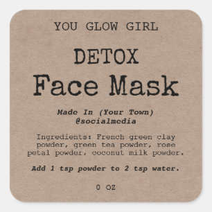 Detox Face Mask Powder Product Labels Quadratischer Aufkleber