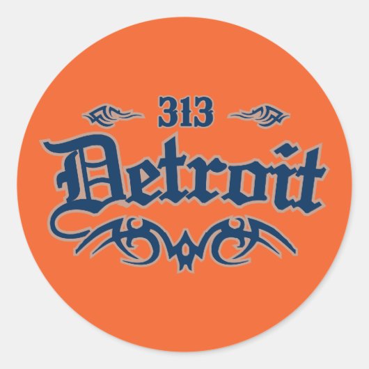 Detroit 313 runder aufkleber (Vorderseite)