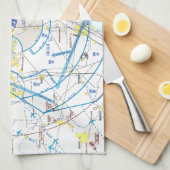 Detroit Airport Flyway Chart Geschirrtuch (Viertel Falte)