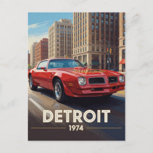 Detroit Amerikanische Autokultur 1974 Michigan Postkarte
