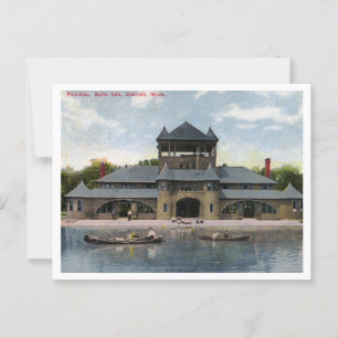 Detroit, Belle Isle, Pavillon, Ansicht der 1910er Postkarte