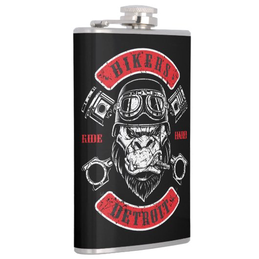 Detroit Biker Motorrad Chopper Gorilla Flachmann (Rechts)