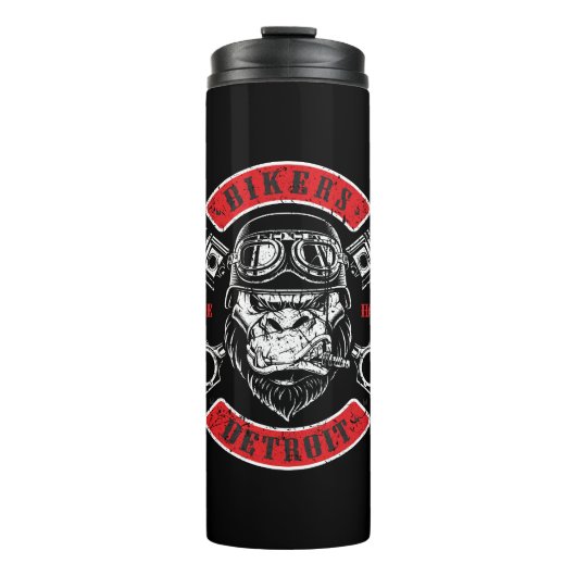 Detroit Biker Motorrad Chopper Gorilla Thermosbecher (Vorderseite)