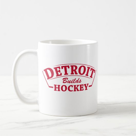 Detroit Builds Hockey White Tasse (Links)
