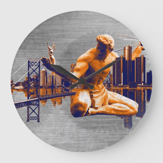 Detroit City Große Wanduhr (Vorderseite)