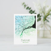 Detroit City Map Postkarte (Stehend Vorderseite)