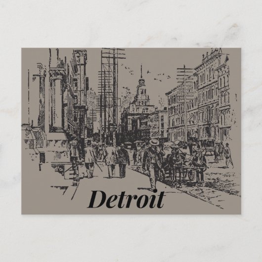 Detroit City Michigan USA, altmodische Postkarte (Vorderseite)