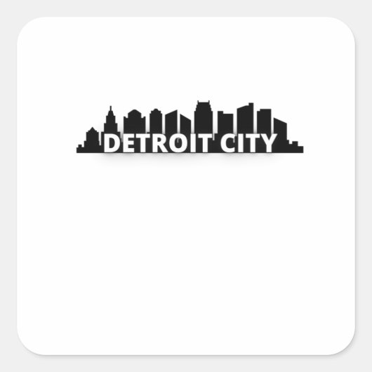 Detroit City Skycraper Skyline Quadratischer Aufkleber (Vorderseite)