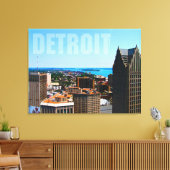 Detroit City Skyline Aerial River View Leinwanddruck (Insitu (Wohnzimmer))