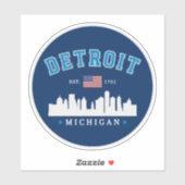 Detroit City Skyline Illustration – Motor City  Aufkleber (Blatt)