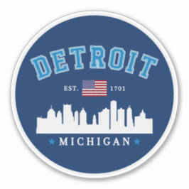Detroit City Skyline Illustration – Motor City Aufkleber