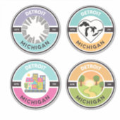 Detroit EST. 1701 Circle Stickers (Set 4) Aufkleber (Vorderseite)