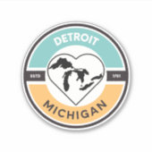 Detroit EST. 1701 Great Lakes Circle Sticker (Vorderseite)