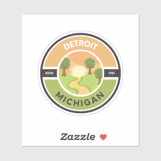 Detroit EST. 1701 Park Circle Sticker (Blatt)