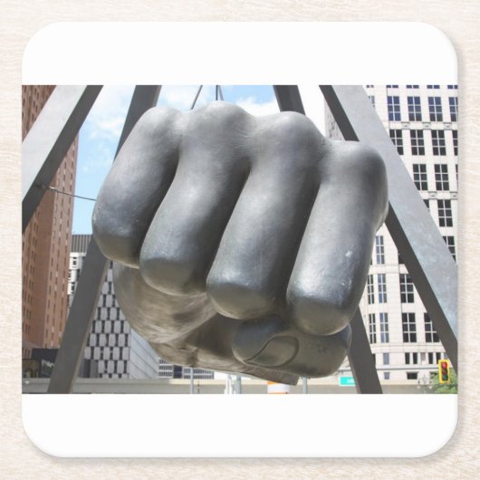 Detroit-Faust Rechteckiger Pappuntersetzer (Vorderseite)