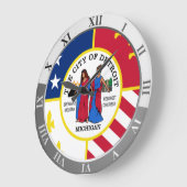 Detroit flag Large Clock Große Wanduhr (Winkel)