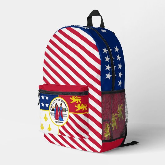 Detroit flag-themed design, city pride bedruckter rucksack (Rückseitige Ecke Rechts)