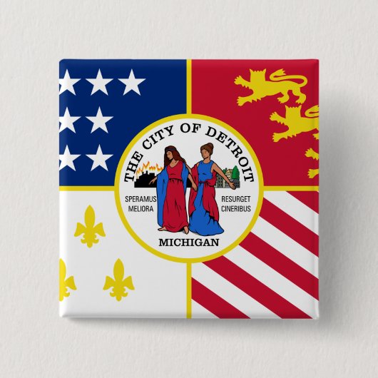 Detroit-Flagge Button (Vorderseite)