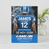 Detroit Football Birthday Invitation Einladung (Stehend Vorderseite)