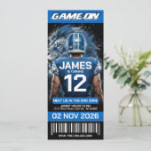 Detroit Football Ticket Birthday Invitation (Stehend Vorderseite)