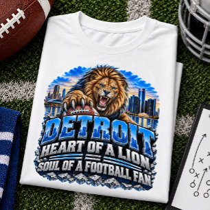 Detroit Herz eines Löwen-Fußballfans T-Shirt