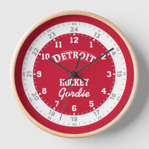 Detroit Hockey 24 Stunden Wall Clock Uhr