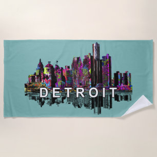 Detroit in Graffiti Strandtuch