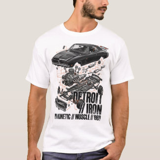 Detroit Iron Explodiertes V8-Muscle-Car-Straßenbek T-Shirt