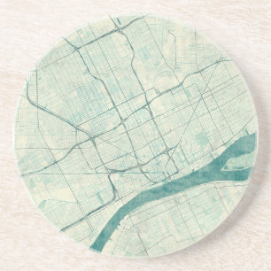 Detroit-Karten-blaues Vintages Getränkeuntersetzer
