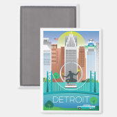 Detroit Kühlschrank Magnet (Vorderseite/Rückseite)