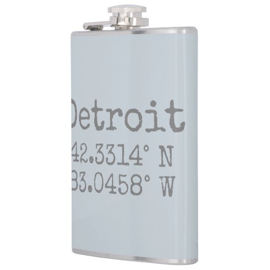 Detroit Latitude Longitude Flachmann (Links)