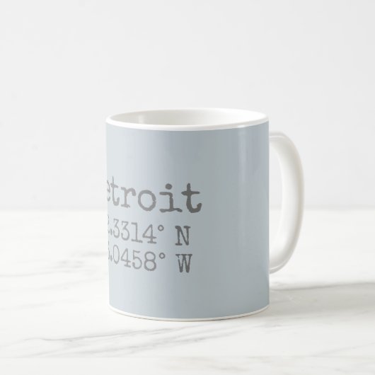 Detroit Latitude Longitude Kaffeetasse (VorderseiteRechts)
