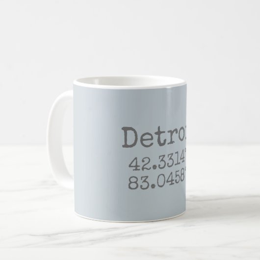 Detroit Latitude Longitude Kaffeetasse (Vorderseite Links)