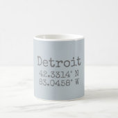 Detroit Latitude Longitude Kaffeetasse (Mittel)