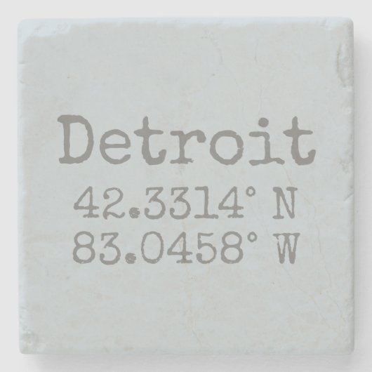 Detroit Latitude Longitude Steinuntersetzer (Vorderseite)