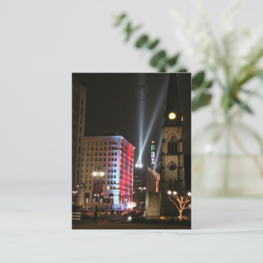 Detroit - Lichter im Stadtzentrum Postkarte (Stehend Vorderseite)