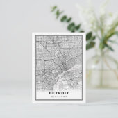 Detroit Map Postkarte (Stehend Vorderseite)