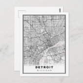 Detroit Map Postkarte (Vorne/Hinten)