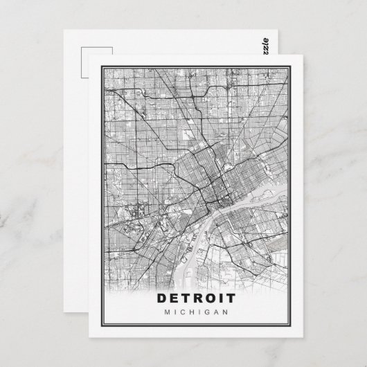 Detroit Map Postkarte (Vorne/Hinten)