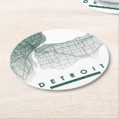 Detroit Map Runder Pappuntersetzer (Angewinkelt)