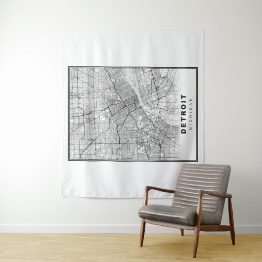 Detroit Map Wandteppich (Beispiel)