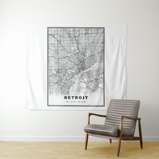 Detroit Map Wandteppich (Beispiel (Horizontal))