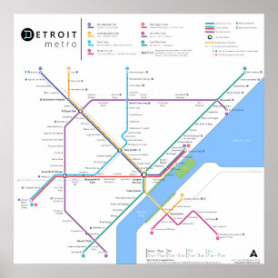 Detroit-Metro-Plakat 24" x 24" (Standard, neu) Poster
