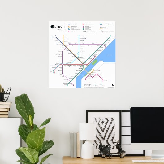 Detroit Metro Poster 24" x 24" (Standard, neu) (Heimbüro)