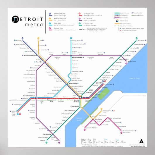 Detroit Metro Poster 24" x 24" (Standard, neu) (Vorne)